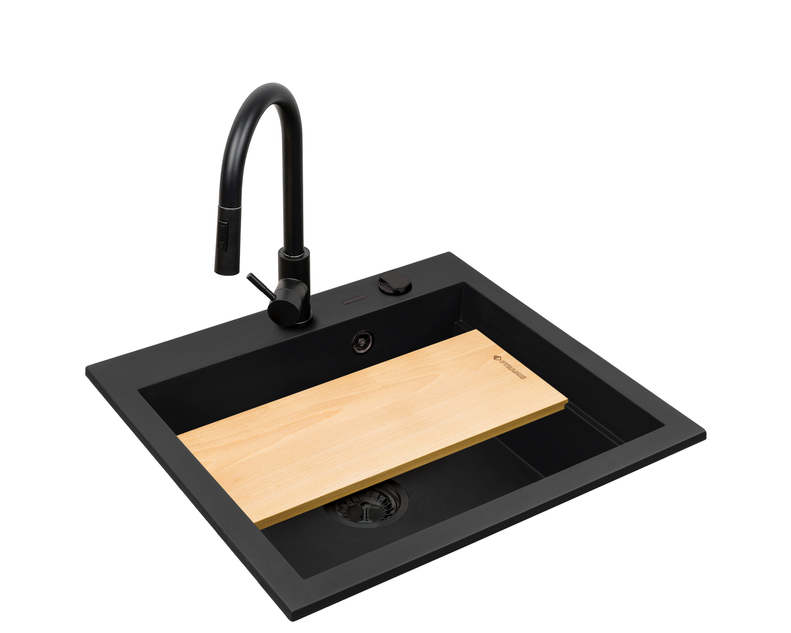 Pyramis zlew granitowy Siros 57x51,5 BLACK EDITION zlew / bateria / syfon