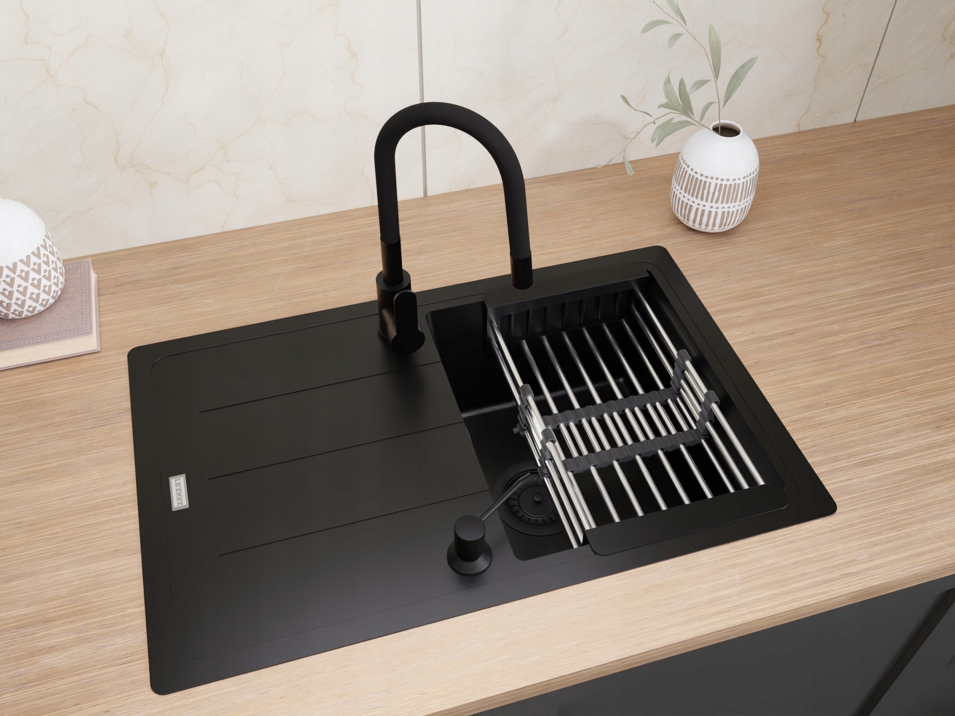 ZLEW Franke Basis BFG 611-78 CZARNY ZESTAW BATERIA DOZOWNIK OCIEKARKA