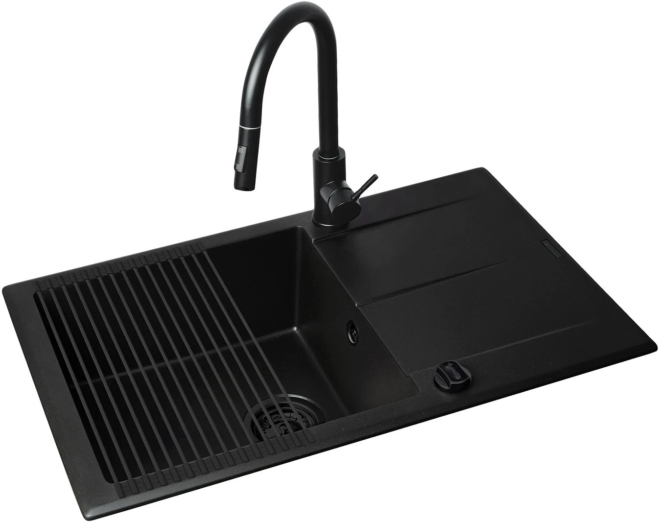 Zlew. KEROS (76x48) 1B 1D Black Edition + Bateria IDEA Black Edition