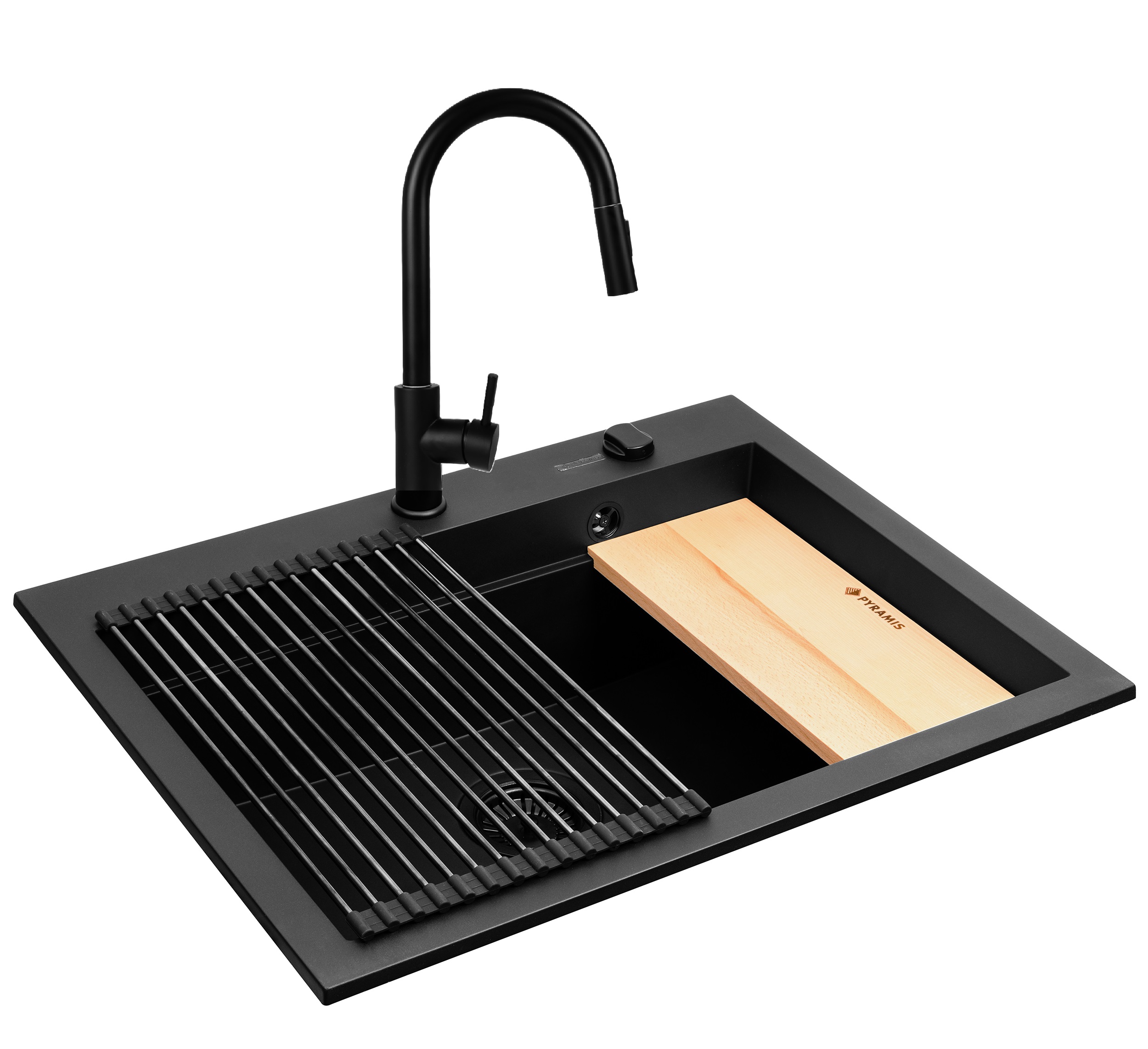 Zlew SIROS (67x51,5) 1B Black Edition + Bateria IDEA Black Edition
