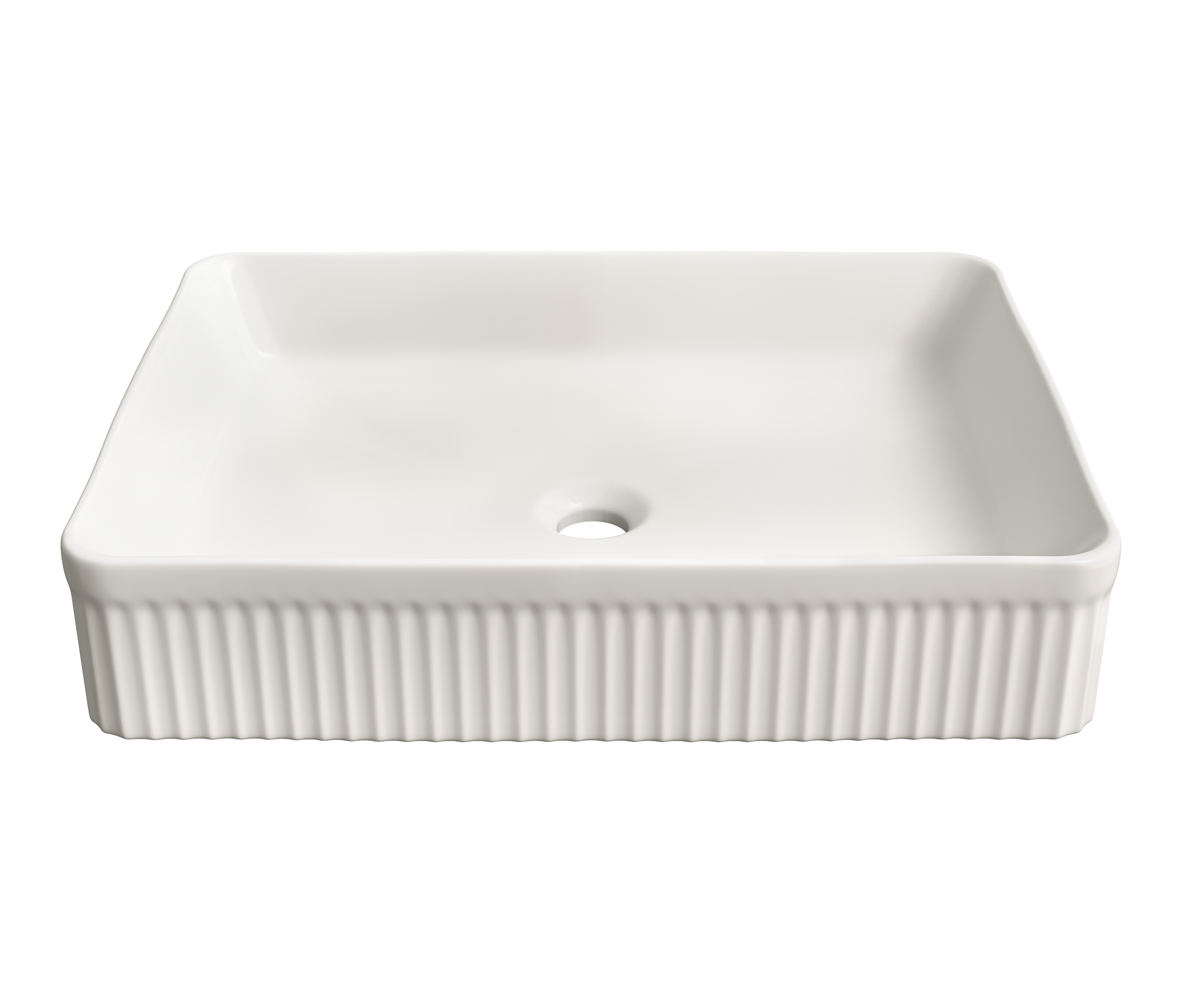 Umywalka nablatowa ceramiczna zlew andrea biała ryflowana prostokątna